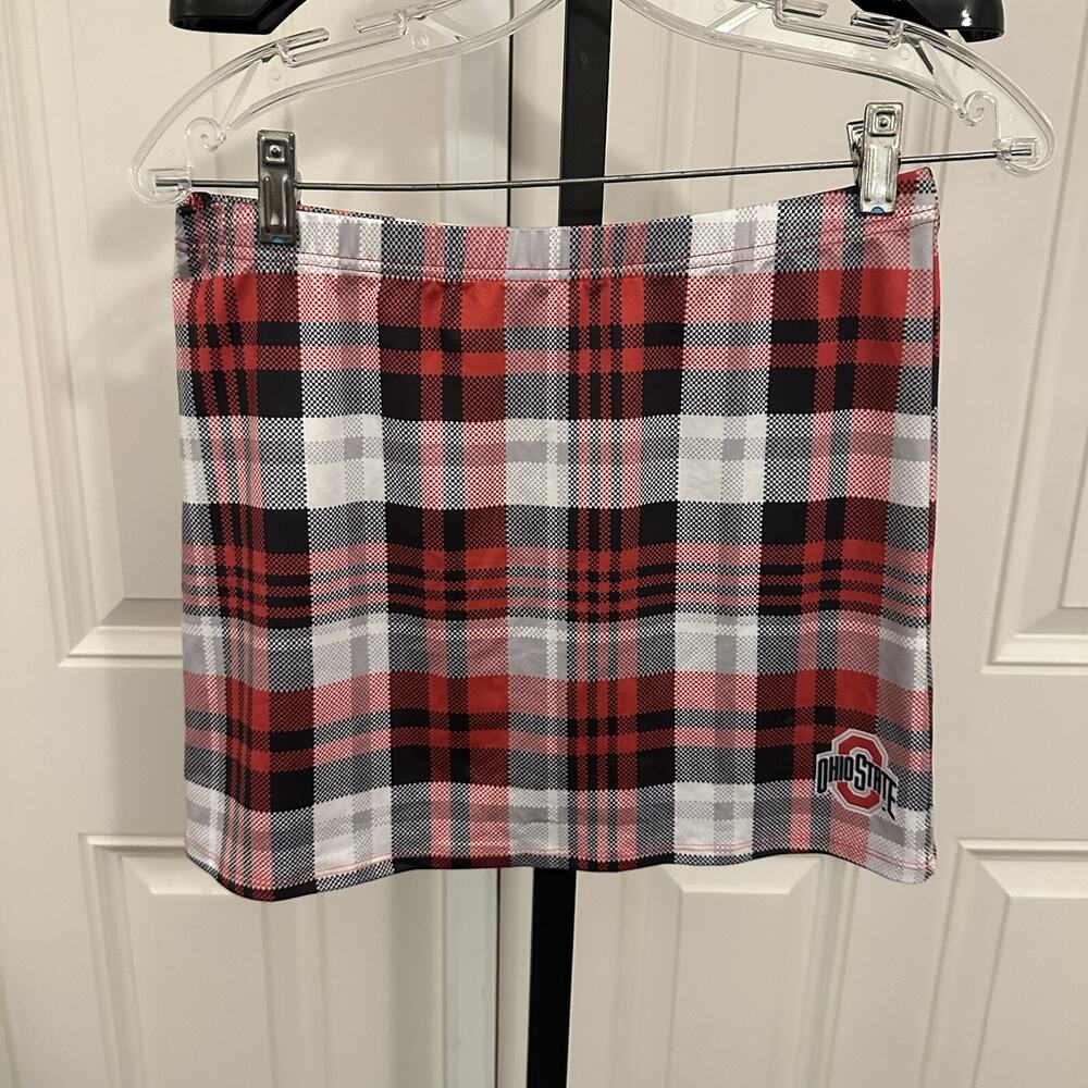 OHIO STATE BUCKEYES WOMENS BLACK PLAID MINI SKIRT Medium